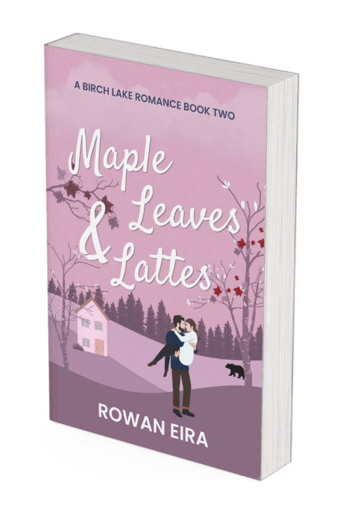 A mockup of the paperback version of Maple Leaves and Lattes by Rowan Eira